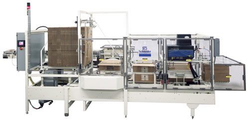 Side-load case packer, which has a rated speed of 12 cases/min., relies on power monitor for real-time data on energy consumptio