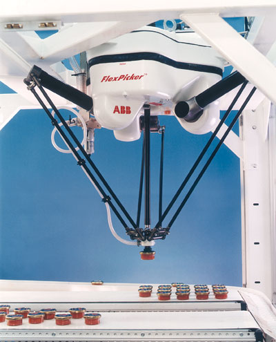 The IRB360 Flexpicker from ABB Robotics combines 20 percent faster speed and 50 percent higher payload capacity in a smaller foo