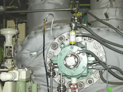A turbine-driven feedwater pump at Comanche Peak is equipped with an Azima I-100, the yellow cylindrical unit. A turbine-driven feedwater pump at Comanche Peak is equipped with an Azima I-100, the yellow cylindrical unit.