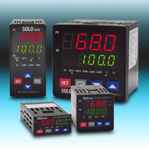 AutomationDirect's 24 V dc-powered Solo series process/temperature controllers. Source: AutomationDirect