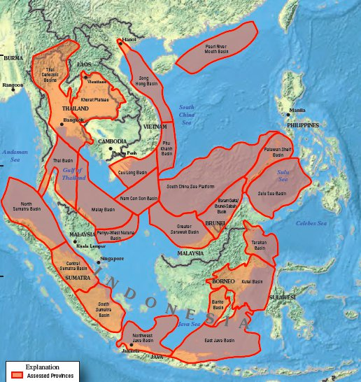 Oil and gas resources in Southeast Asia. Source: USGS