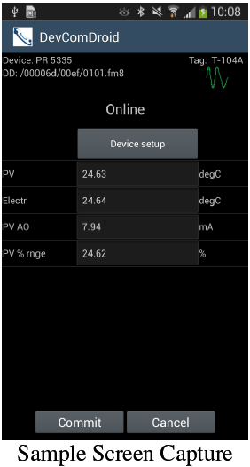 Procomsol Industrial App for communicating with HART Instruments