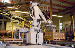 The five robotic palletizers at Pacific Foods’ facility are compact, easy to program, and flexible enough to adapt to changing p The five robotic palletizers at Pacific Foods’ facility are compact, easy to program, and flexible enough to adapt to changing p