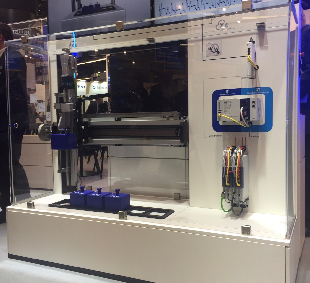 This 2-axis robot in the Lenze booth at SPS 2019 was used to show a model-based and data-based approach to condition monitoring using data from the robot&rsquo;s drive.