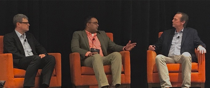 Henrik Soderlund of Ericsson (left), Vijay Kamineni of Logan Aluminum (center), and John Magee of Hitachi Vantara at ARC Forum 2020.