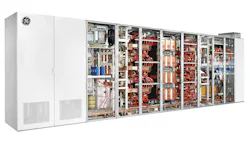 The MV7000 drives from GE Power Conversion can feed both induction and synchronous machines with high-perfomance vector control across all speed ranges. The MV7000 drives from GE Power Conversion can feed both induction and synchronous machines with high-perfomance vector control across all speed ranges.