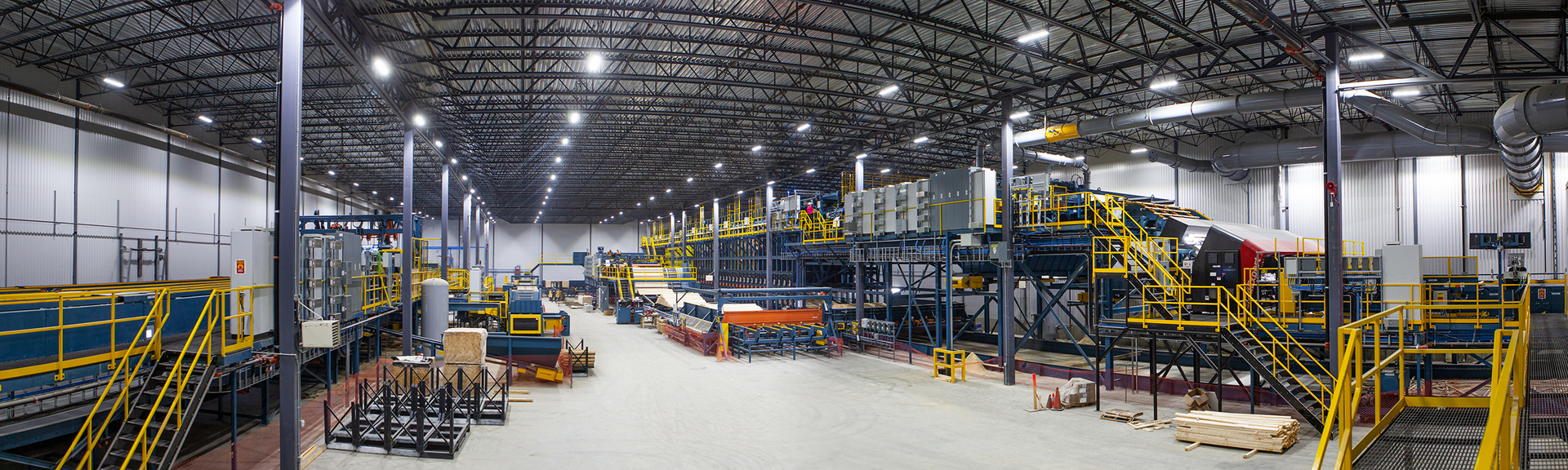Panoramic view of sawmill line.