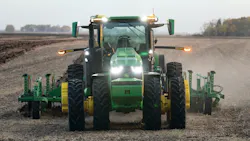 John Deere's 8R autonomous tractor. John Deere's 8R autonomous tractor.