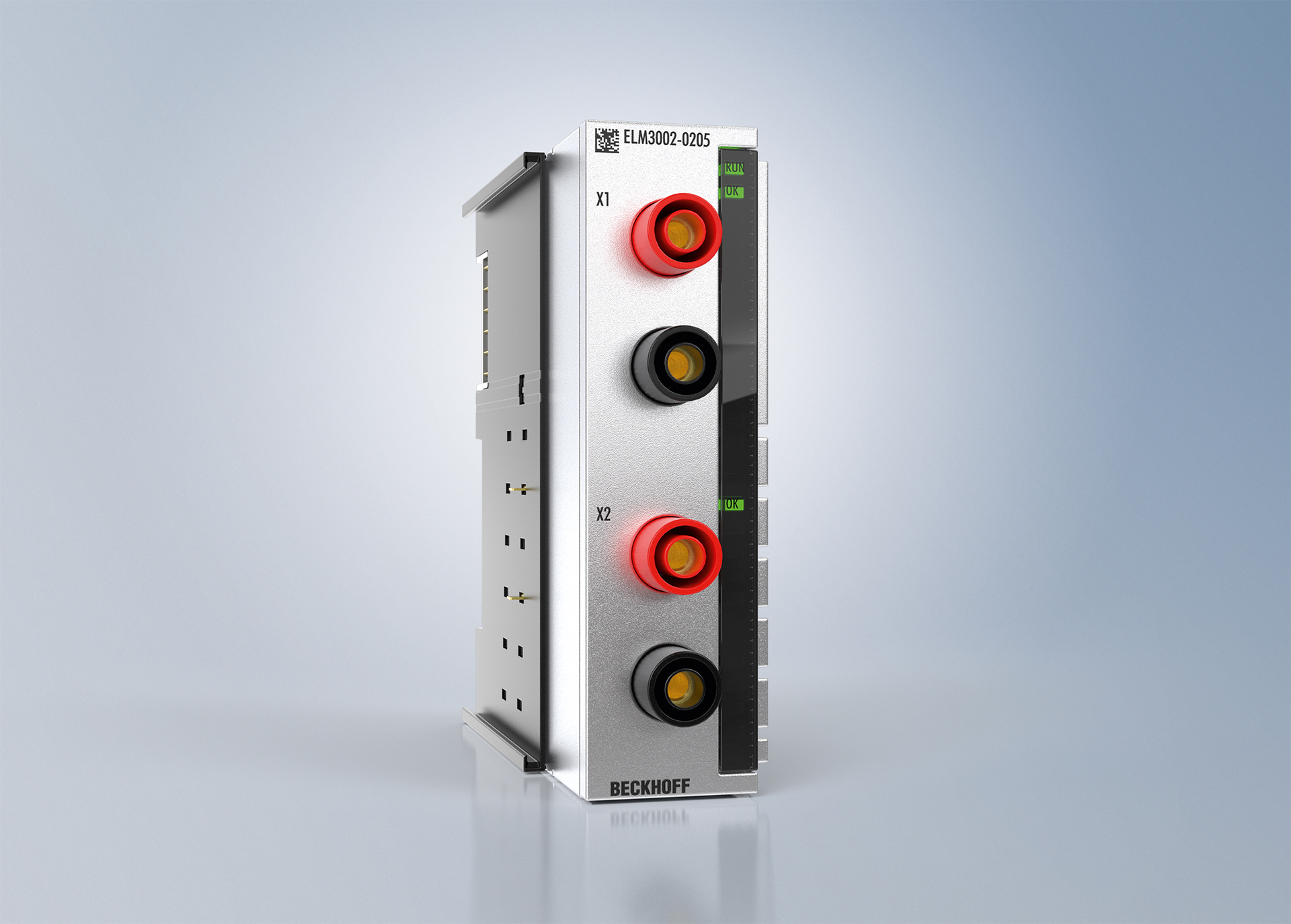 The ELM3002-0205 EtherCAT Terminal enables high-voltage measurements with high accuracy and sampling rates for car batteries, generators and motors.