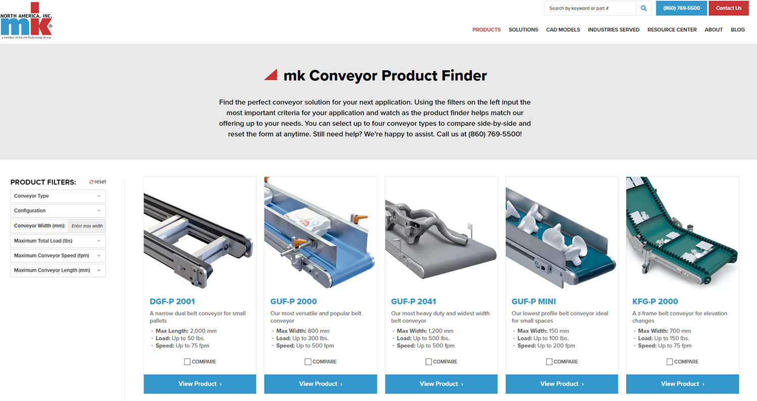 Mk Conveyor Product Finder