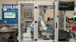 The robotic print-and-apply system at SunMed Growers features an Epson ColorWorks industrial, on-demand color label printer and Epson’s VT6L six-axis robot. The robotic print-and-apply system at SunMed Growers features an Epson ColorWorks industrial, on-demand color label printer and Epson’s VT6L six-axis robot.