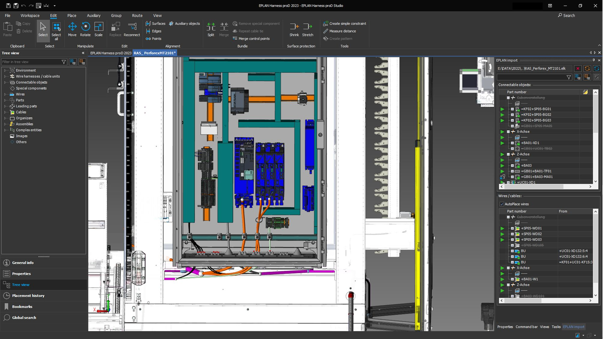 Panel layout in Eplan&rsquo;s Harness proD software.
