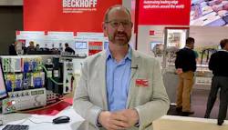Beckhoff's Daymon Thompson at Automate 2023. Beckhoff's Daymon Thompson at Automate 2023.