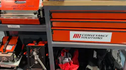 Motion's mobile roller drive belt workstation. Motion's mobile roller drive belt workstation.