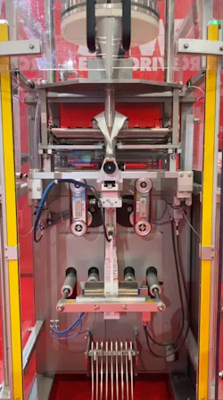 The vertical form fill seal packaging machine on display at Pack Expo 2023. The vertical form fill seal packaging machine on display at Pack Expo 2023.
