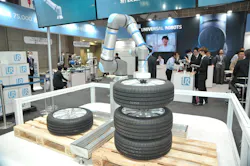 In its debut at the iREX trade fair in Tokyo, Japan, UR30’s higher-payload material handling capabilities were demonstrated. Source: Universal Robots. In its debut at the iREX trade fair in Tokyo, Japan, UR30’s higher-payload material handling capabilities were demonstrated. Source: Universal Robots.