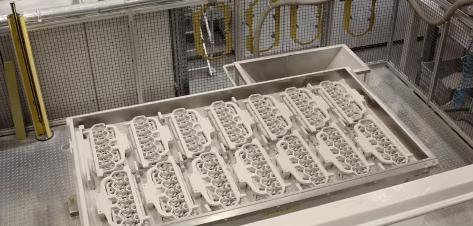 Sand cores produced by the ExOne Exerial binder jetting system.