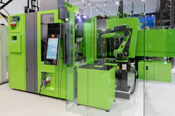 Engel injection molding equipment featuring KUKA robots. Engel injection molding equipment featuring KUKA robots.