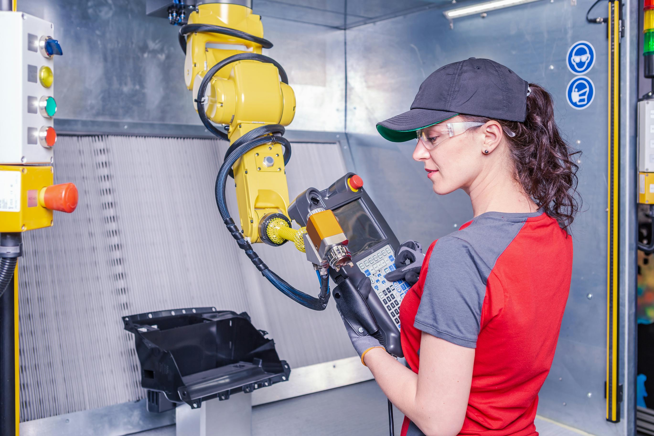 industrial worker with robot