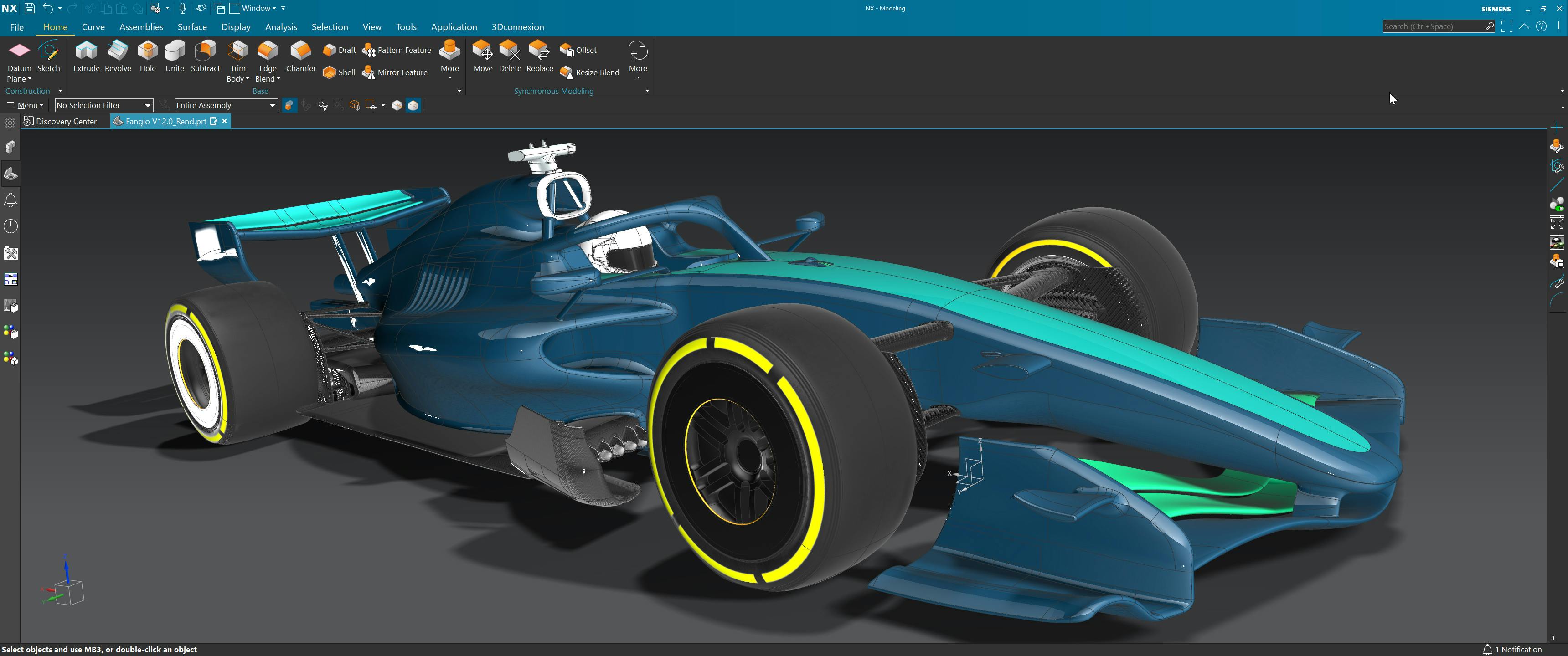 racing car in design software