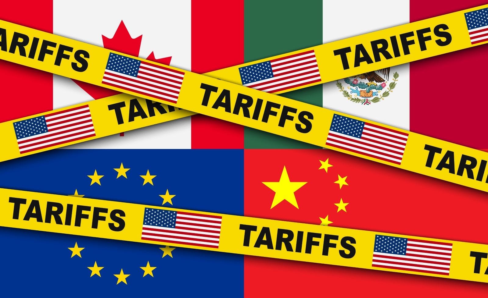American tariffs and US government import taxation, USA trade war policy, domestic market protectionism, american tariffs for Mexico, Canada, China and Europe, taxation dispute conflict