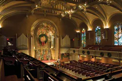 New Yorks Marble Collegiate Church, designed by Samuel A. Warner (completed 1854). The church was founded in 1628,. In the last New Yorks Marble Collegiate Church, designed by Samuel A. Warner (completed 1854). The church was founded in 1628,. In the last