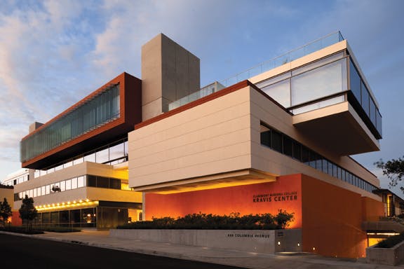 The Kravis Center at Claremont-McKenna College in Claremont, Calif. The 169,000-sf building was designed by Rafael Violy Archit
