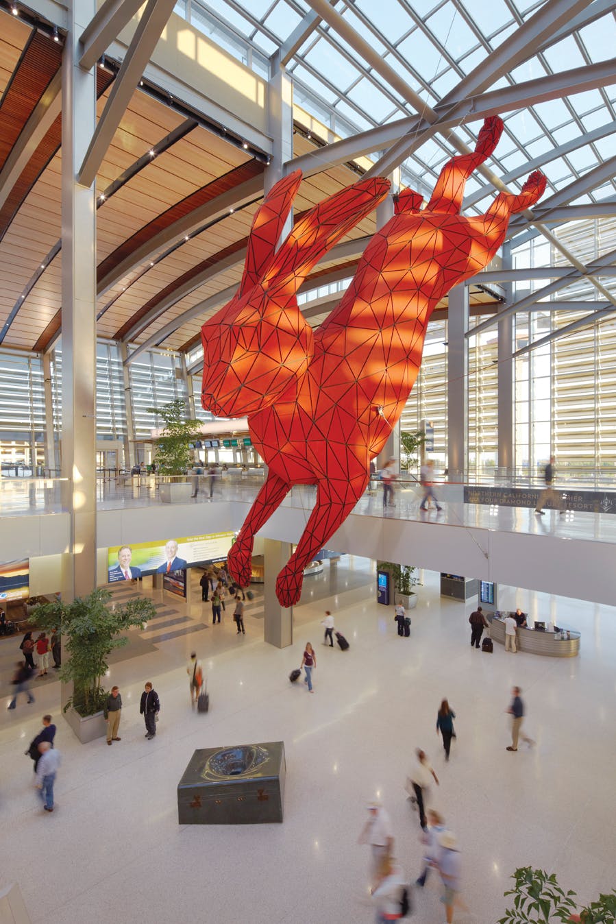 Leap, by artist Lawrence Argent, at Sacramento International Airport. A key component of the $1.03 Big Build at SMF, Central