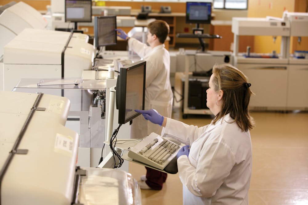 Lean principles and integrated project delivery shaped the new Owensboro Health Regional Hospital, part of the Owensboro (Ky.) Medical Health System. Patient care and recordkeeping functions were analyzed and mapped to maximize efficiency and safety. The Building Team included consultant KLMK Group, with HGA (architect) and Turner Construction (CM). Photo: Charles Mahlinger Photography