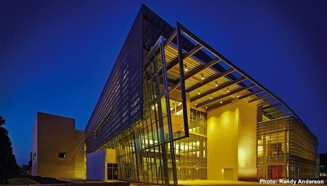 The Edith ODonnell Arts and Technology Building, known as ATEC, at the University of Texas at Dallas. The 155,000-sf project wa