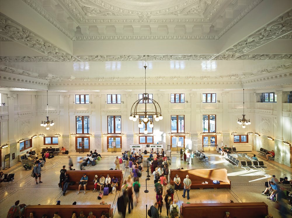 Designed by the architectural duo Charles A. Reed and Allen H. Stem, King Street Station was the centerpiece of a massive rail c