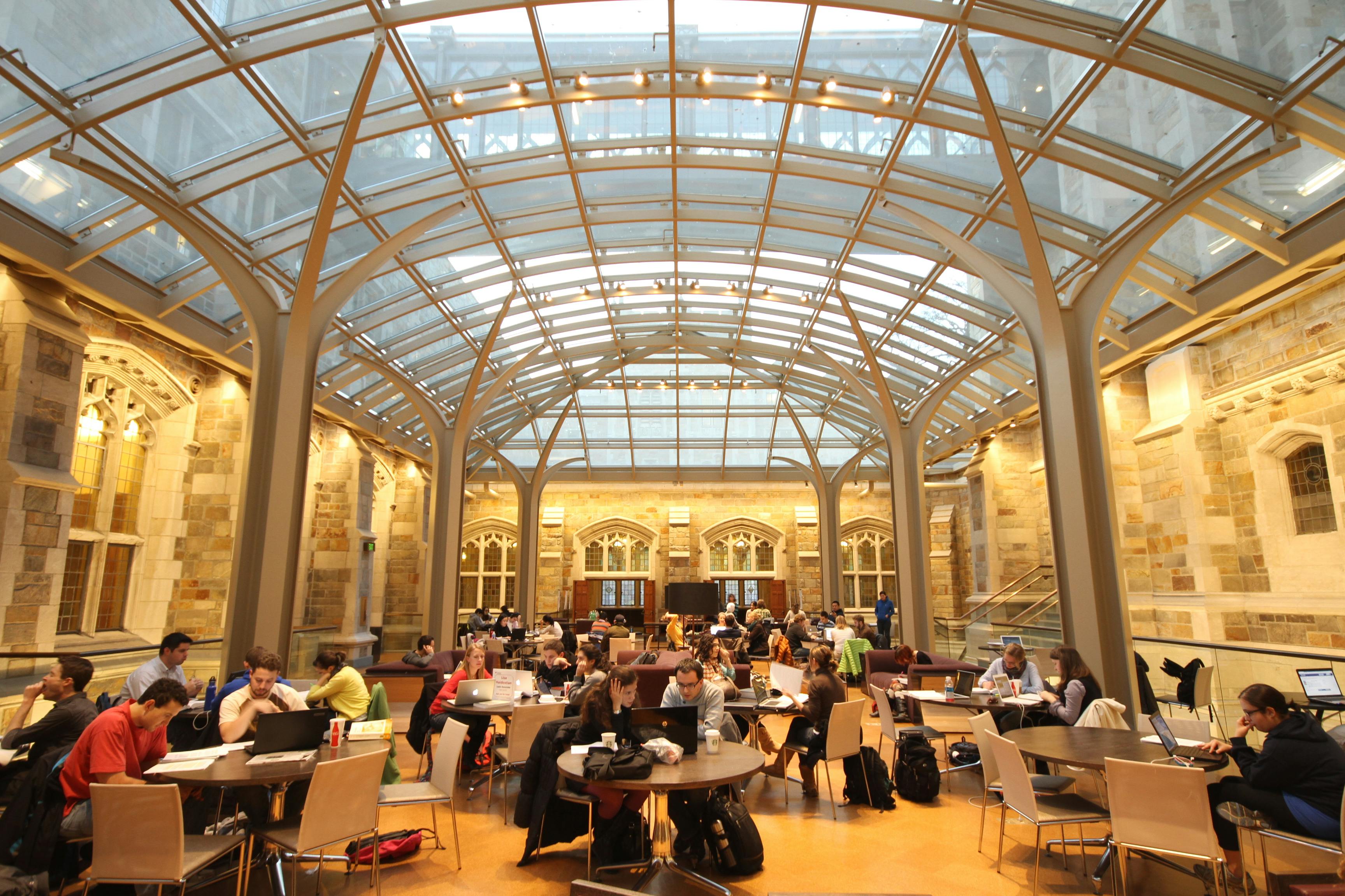 The proximity of the newly constructed common area to Hutchins Hall posed a unique challenge to the building team. Because these