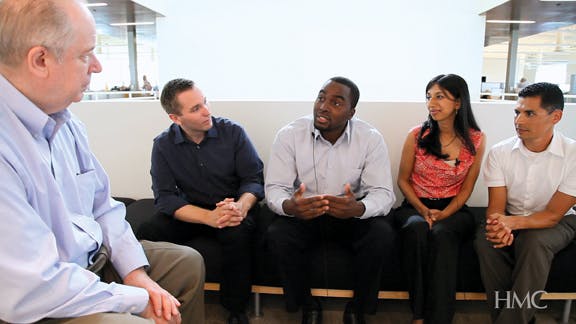 Four HMC professionals who were recently promoted to Associate talk about their mentors. Left to right: Matt Endsley, 29, Busine