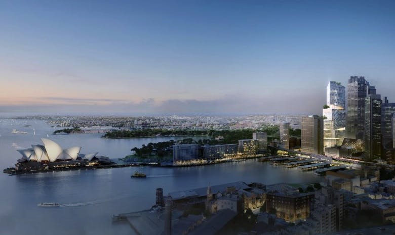 The 200-meter mixed-use high-rise will be located near Jrn Utzon's iconic Opera House. Renderings courtesy 3XN