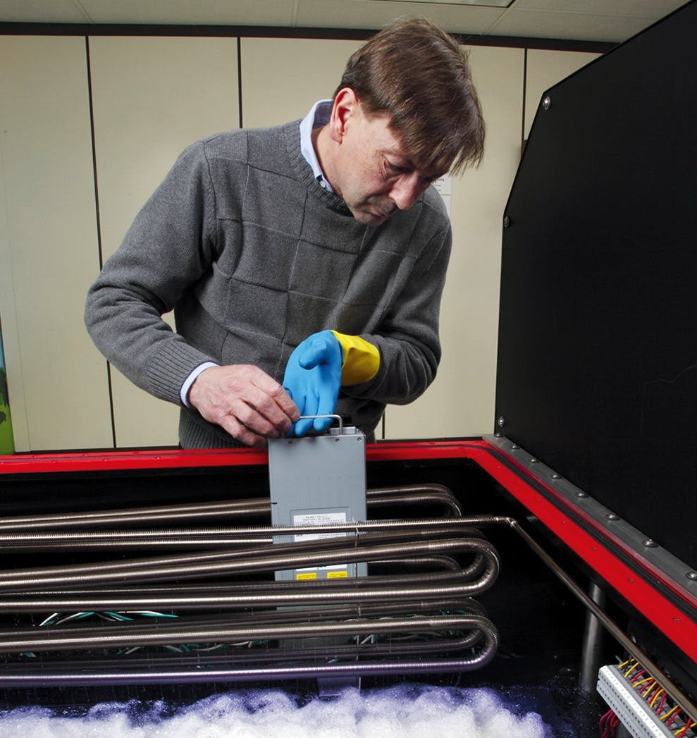 Immersive cooling systems use a liquid instead of air to cool the servers. The basic idea is to submerge the motherboards in tan