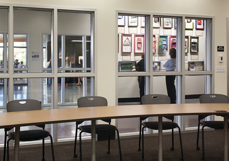 Fire Resistive Tempered Products Such As Super Lite Ii Xl 45, Shown In This 1 Hour Corridor, Is More Affordable Than Filmed And Laminated Ceramics Used In The Same Application Super Lite Ii Xl 45 Is Proudly Usa Made, Has No Amber Tints, Meets Cpsc Cat Ii Safety And The Hose Stream Test, Provides Radiant Heat Protection And Has A High Stc Rating