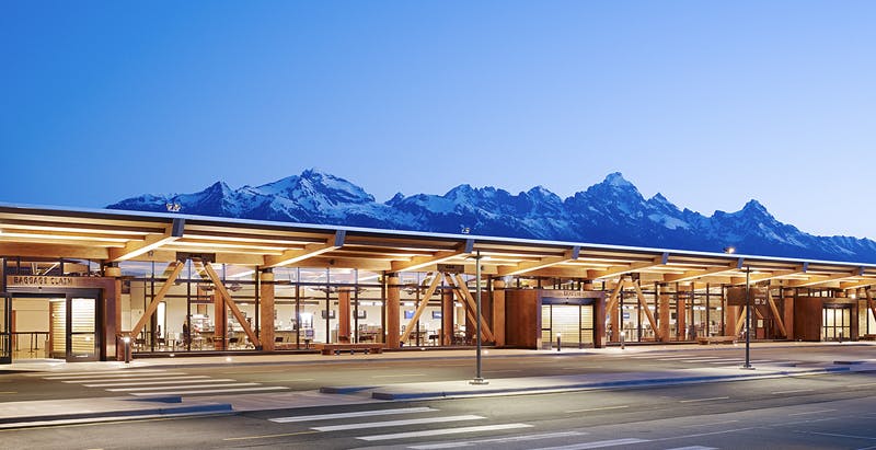 Exposed glulam framework offers quiet complement to Jackson Hole airport&rsquo;s mountain backdrop