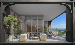 The penthouse terrace at The Row Fulton Market multifamily tower in Chicago by Related Midwest The penthouse terrace at The Row Fulton Market multifamily tower in Chicago by Related Midwest