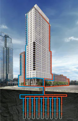 Once completed, the all-electric 1 Java Street property in Brooklyn will be the largest residential project in New York State to use a geothermal heat exchange system Once completed, the all-electric 1 Java Street property in Brooklyn will be the largest residential project in New York State to use a geothermal heat exchange system