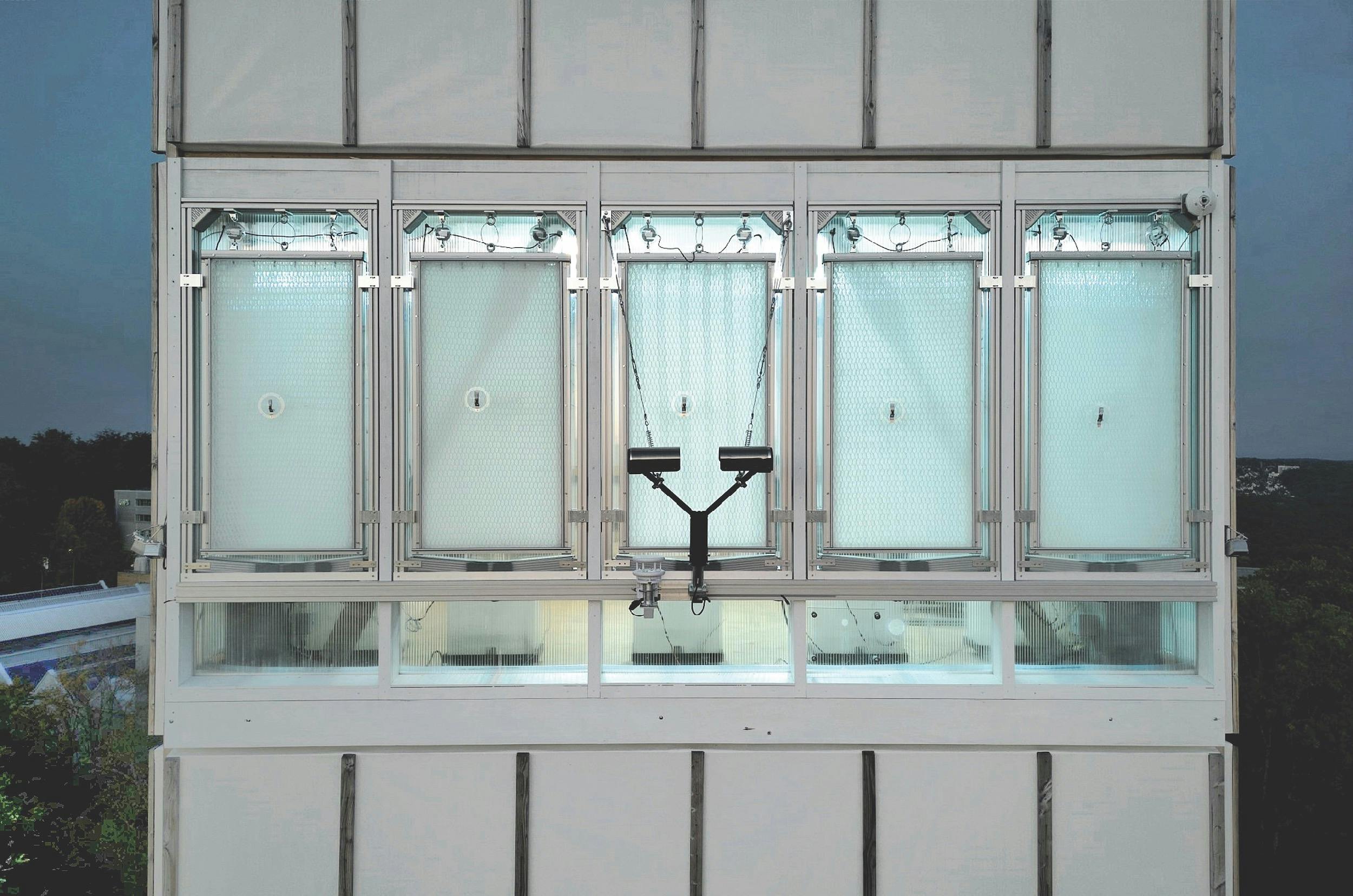 HydroSKIN is a hyperactive fa&ccedil;ade that absorbs rainwater for evaporative cooling. Photo: Institute of Lightweight Structures and Conceptual Design