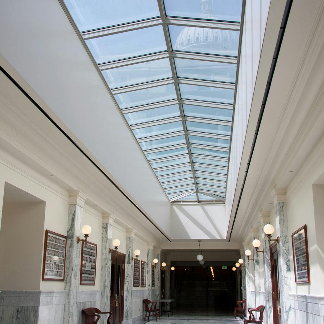 The former dark and dreary basement of the Idaho State Capitol has been transformed into a light-filled public entry and educat
