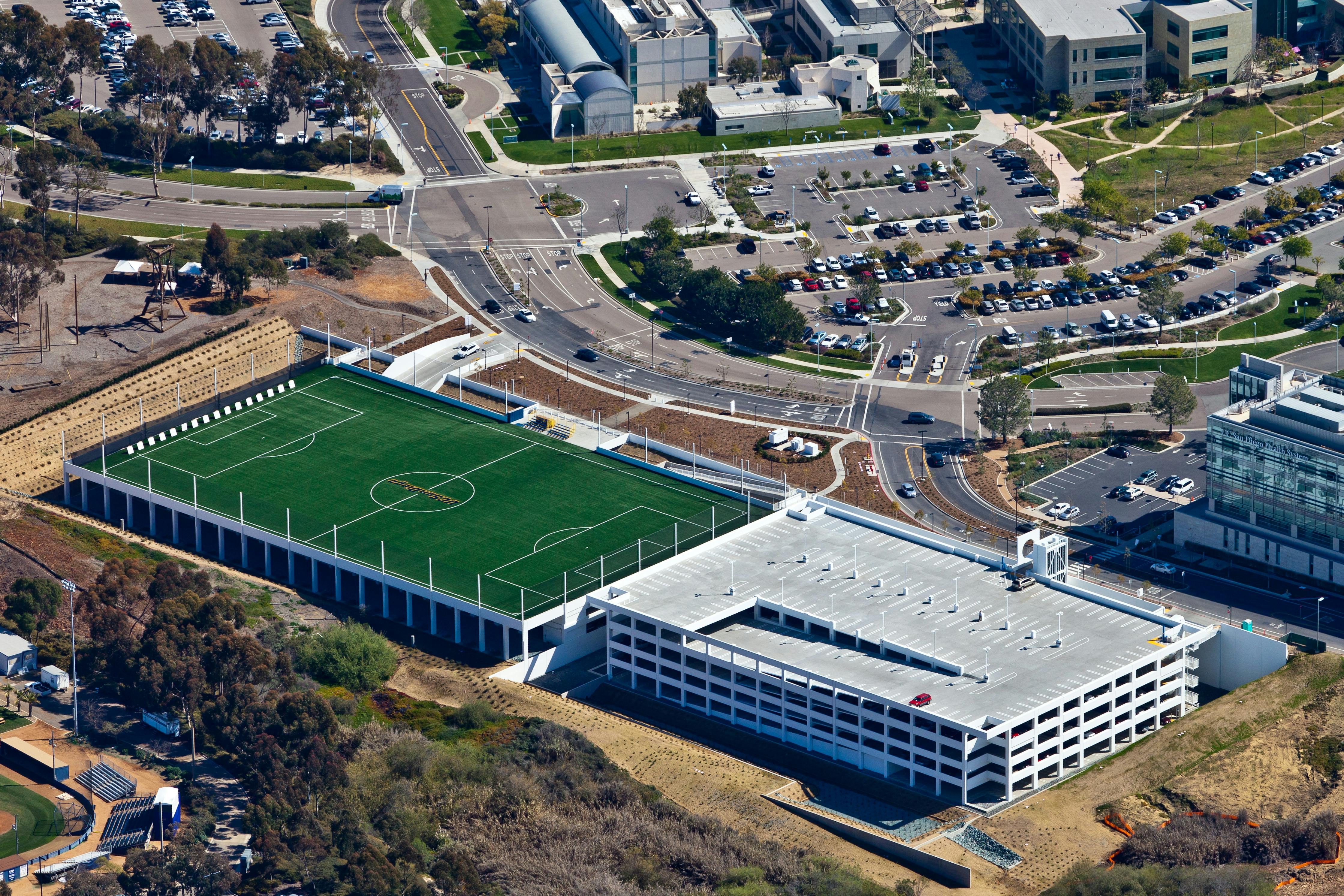 Bomel Construction Co. and IPD designed and built two adjoining garages, a soccer field and archery range that meet the universi