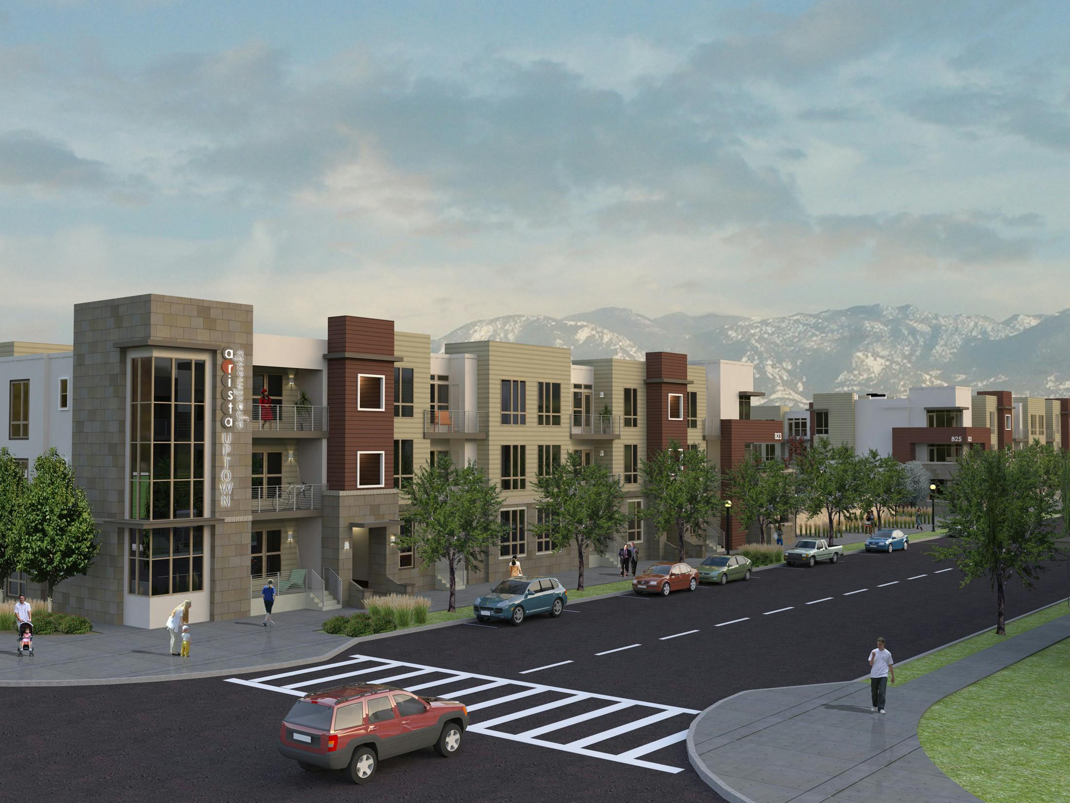 Arista Uptown Apartments is a transit-oriented apartment community designed to fit into the pedestrian-friendly, mixed-use natur