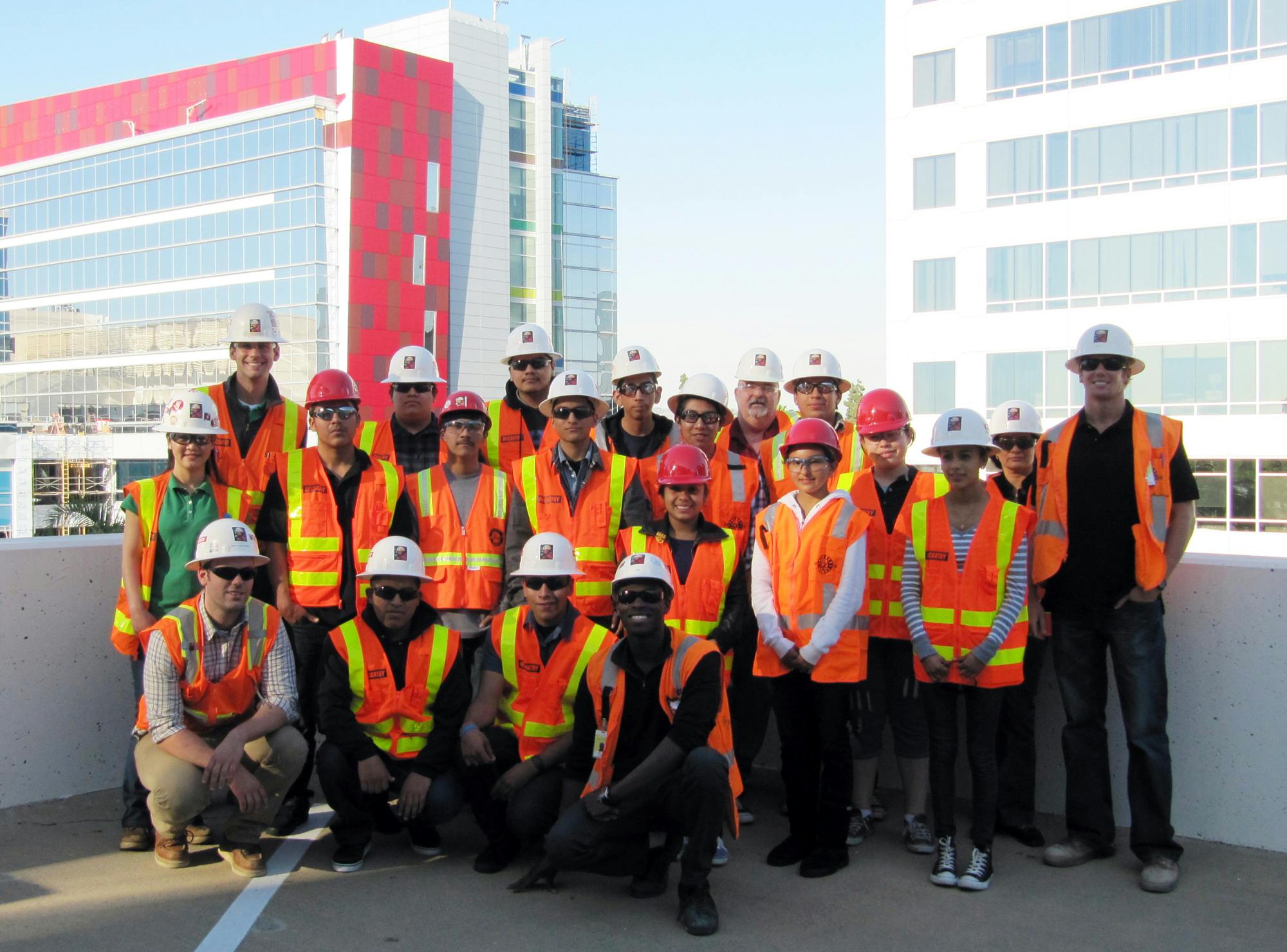 A group photo of 14 students from Century High School in Santa Ana participated in a tour of CHOC Children's new 425,524-sf pati