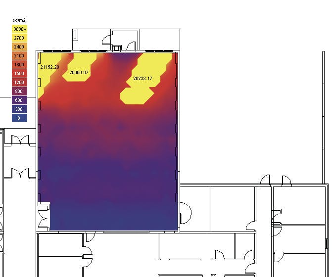 Colors On The Analysis Grid Correlate To The Legend Glare Is Measure In Luminance (cd/M2)