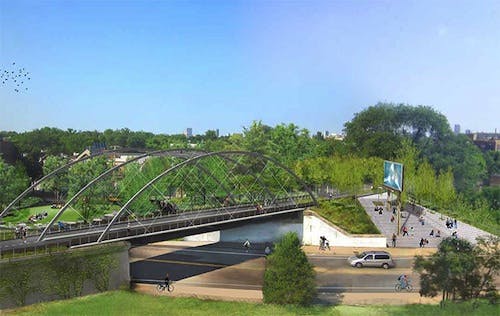 Proposed Milwaukee Avenue Bridge and Overlook Stair. Courtesy Michael Van Valkenburgh Associates