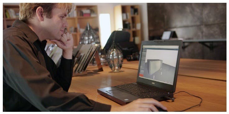 Zahner ShopFloor Engineer Craig Long demonstrates one of the ShopFloor design tools. Photo A. Zahner Company