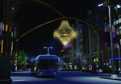 This 20-foot fixture, billed as the world's largest outdoor chandelier, is the centerpiece of the new PlayhouseSquare streetscap