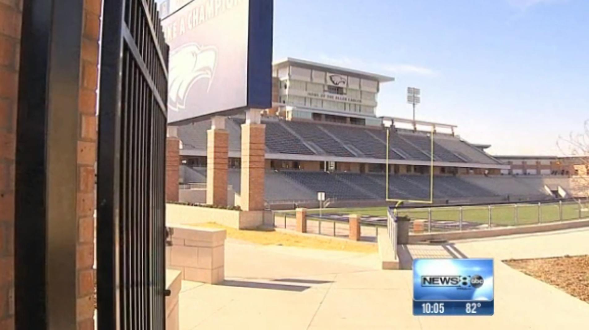 The Allen Independent School District will not open its high school's $60 million Eagle Stadium. Screenshot courtesy of Business