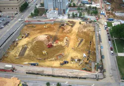 According to NAIOP, Texas leads the nation in the value of new construction. Shown: Construction site of the Dallas City Perform According to NAIOP, Texas leads the nation in the value of new construction. Shown: Construction site of the Dallas City Perform